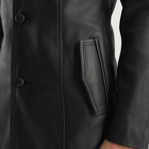 Brawnton Black Leather Coat - Image 6