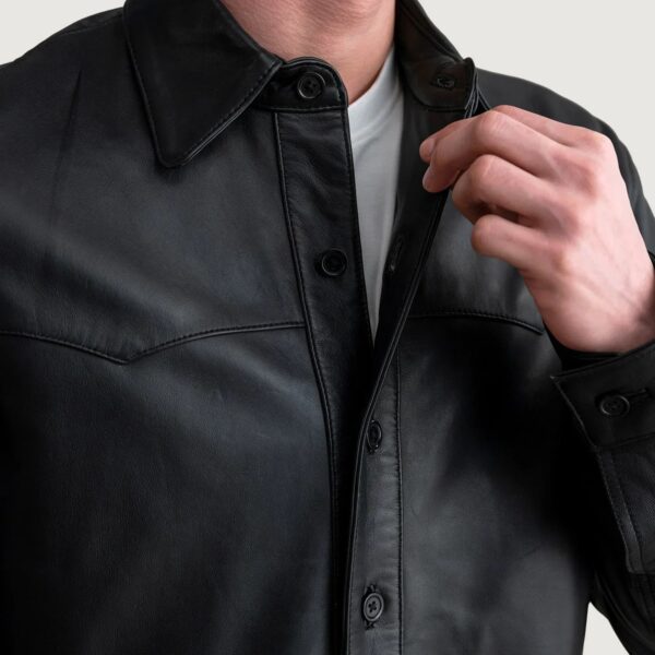 Bronco Black Leather Shirt - Image 5
