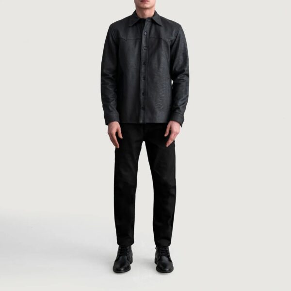 Bronco Tumbled Black Leather Shirt - Image 4