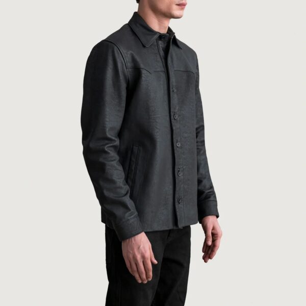 Bronco Tumbled Black Leather Shirt - Image 2