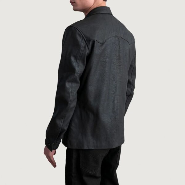 Bronco Tumbled Black Leather Shirt - Image 6