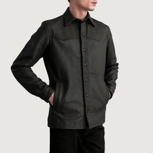 Bronco Tumbled Brown Leather Shirt - Image 3