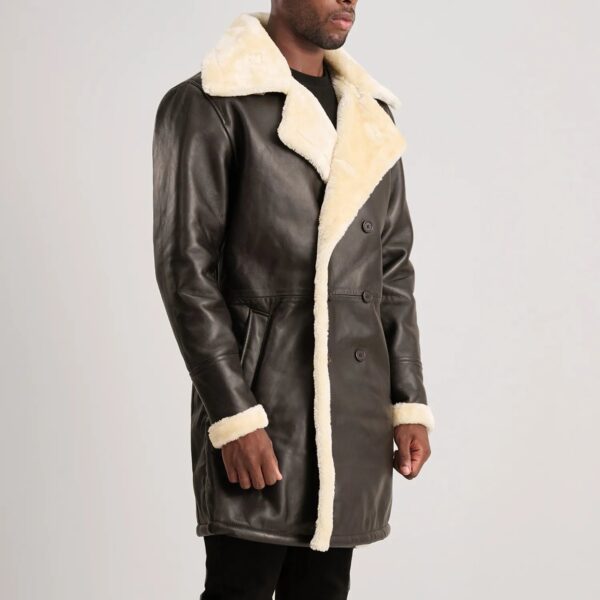 Charles Brown Leather Shearling Double-Breasted Coat - Image 2
