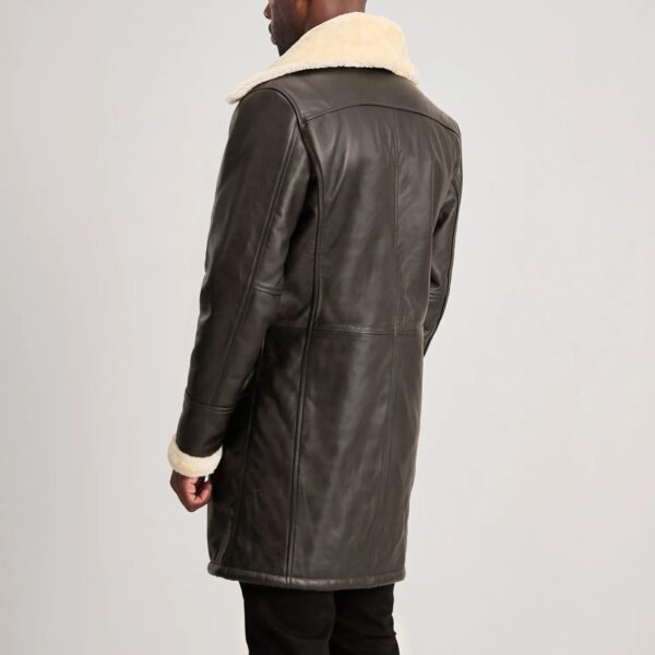 Charles Brown Leather Shearling Double-Breasted Coat - Image 5