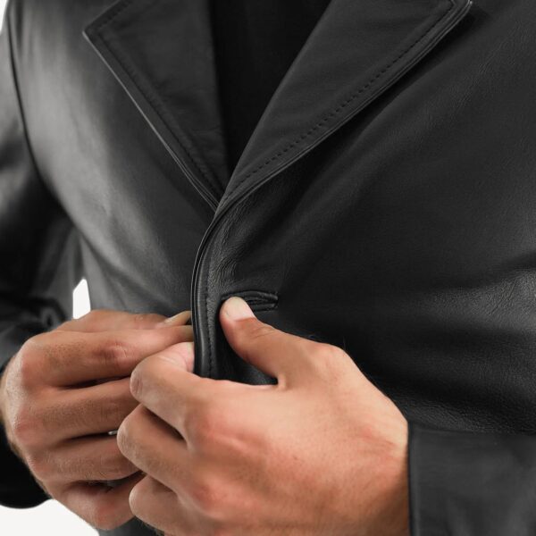Classmith Black Leather Coat - Image 4