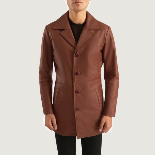 Classmith Brown Leather Coat - Image 4