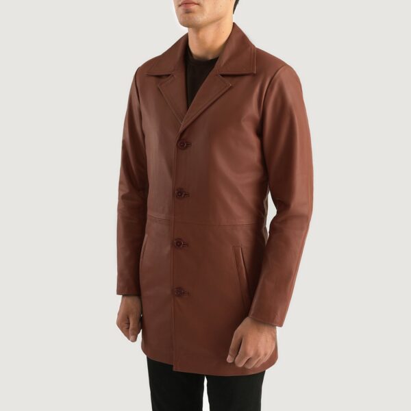 Classmith Brown Leather Coat - Image 2