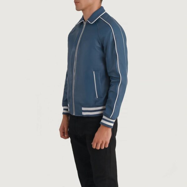 Cooper Blue Leather Varsity Jacket - Image 2