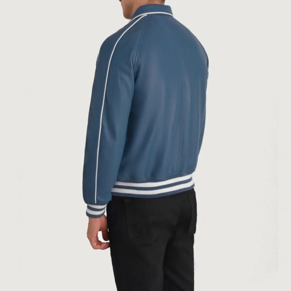 Cooper Blue Leather Varsity Jacket - Image 5