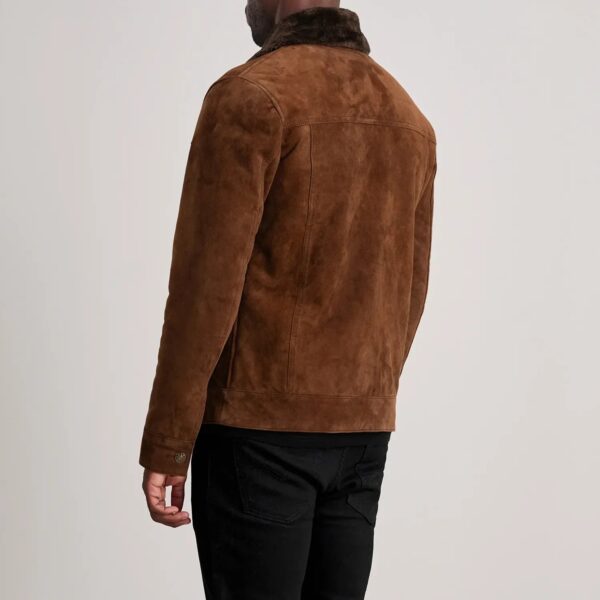 Dallis Brown Suede Shearling Trucker Jacket - Image 5