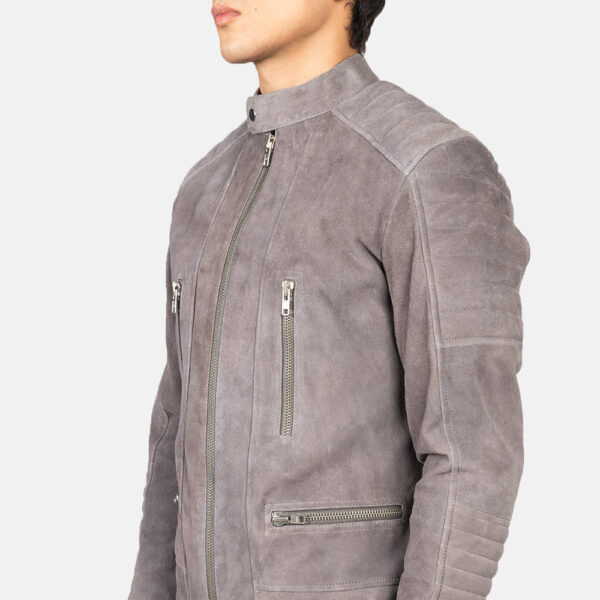 Damian Grey Suede Biker Jacket - Image 6