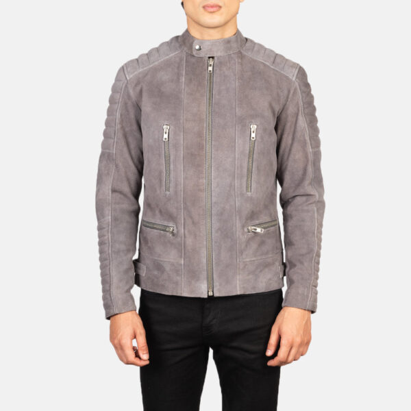 Damian Grey Suede Biker Jacket - Image 4