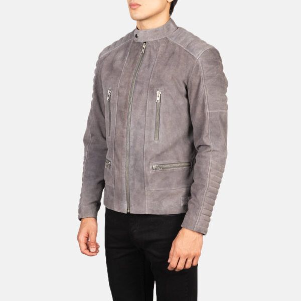 Damian Grey Suede Biker Jacket - Image 2