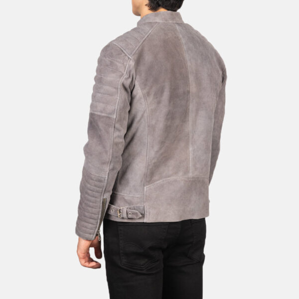 Damian Grey Suede Biker Jacket - Image 5