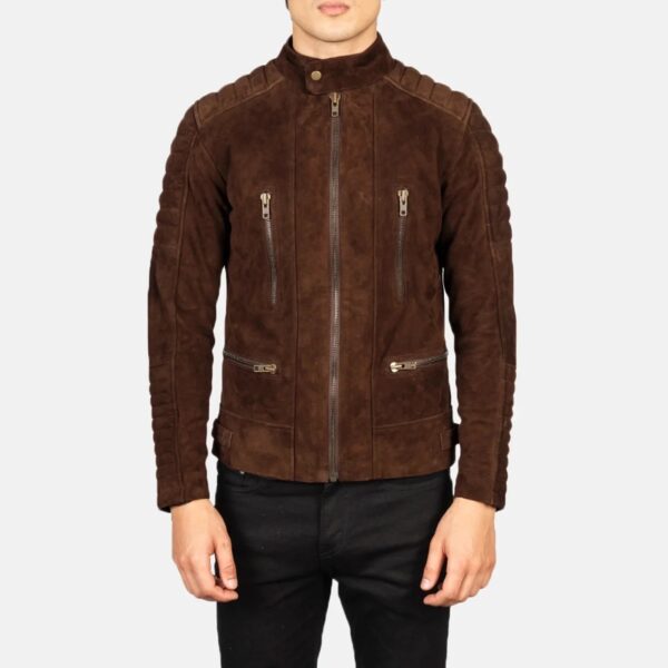 Damian Mocha Suede Biker Jacket - Image 4