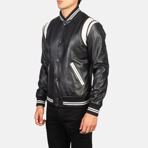 Dantee Black Leather Varsity Jacket - Image 2