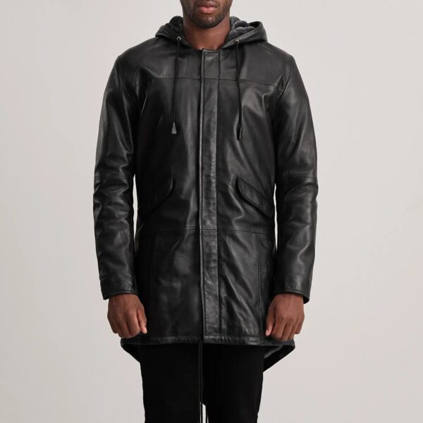 Delvin Black Leather Parka - Image 4