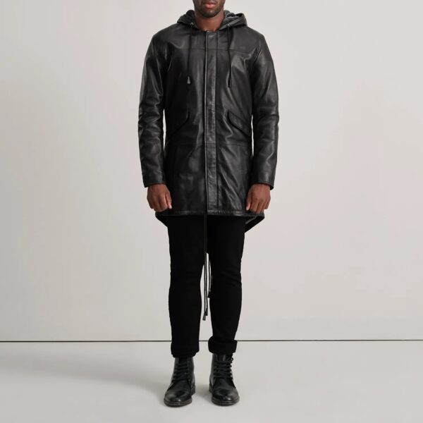 Delvin Black Leather Parka - Image 3