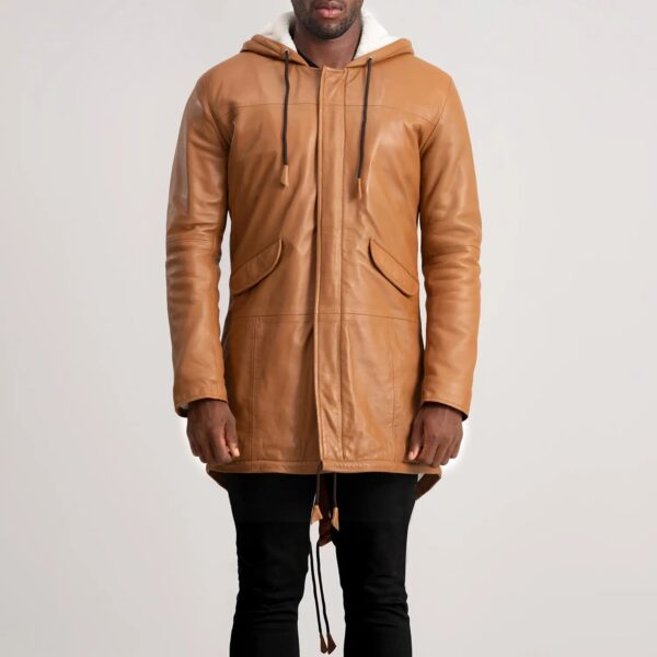 Delvin Tan Leather Parka - Image 4