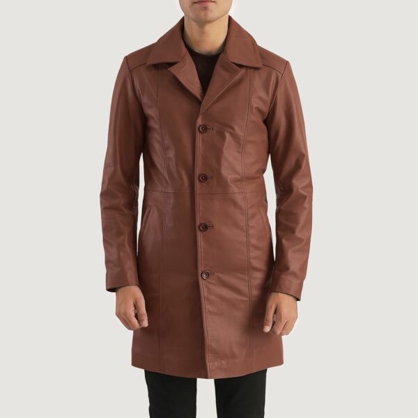 Don Long Brown Leather Coat - Image 4