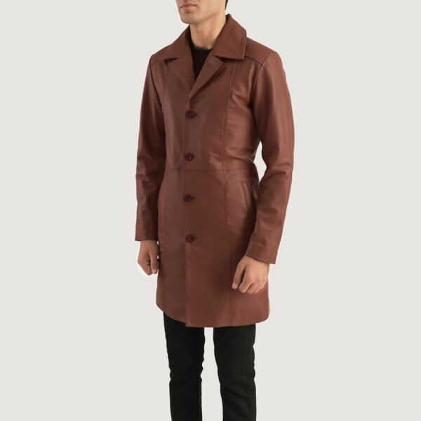Don Long Brown Leather Coat - Image 2