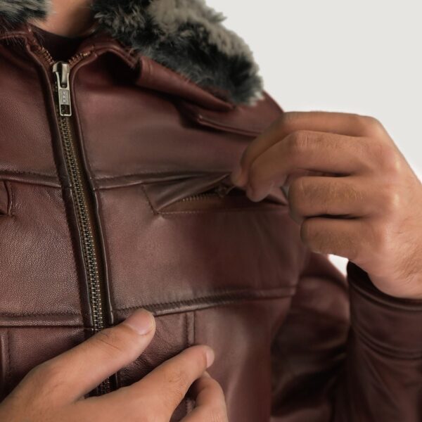 Evan Hart Fur Brown Leather Jacket - Image 5