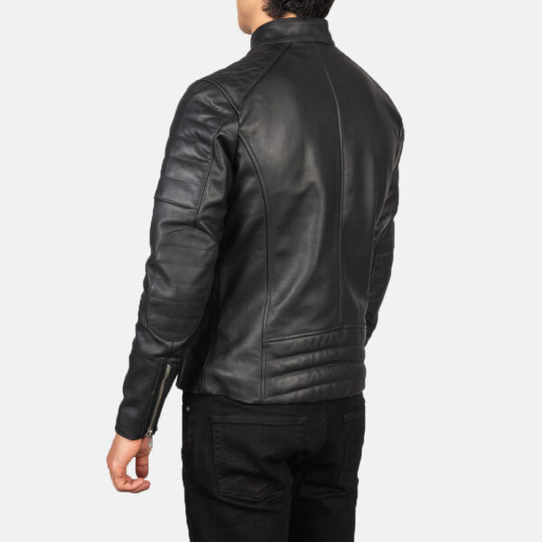Faisor Black Leather Biker Jacket - Image 5