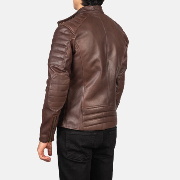 Faisor Brown Leather Biker Jacket - Image 4