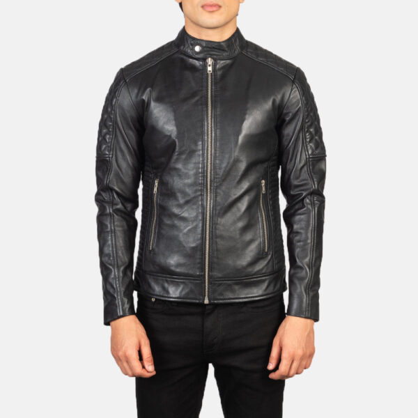 Fernando Quilted Black Leather Biker Jacket - Image 4