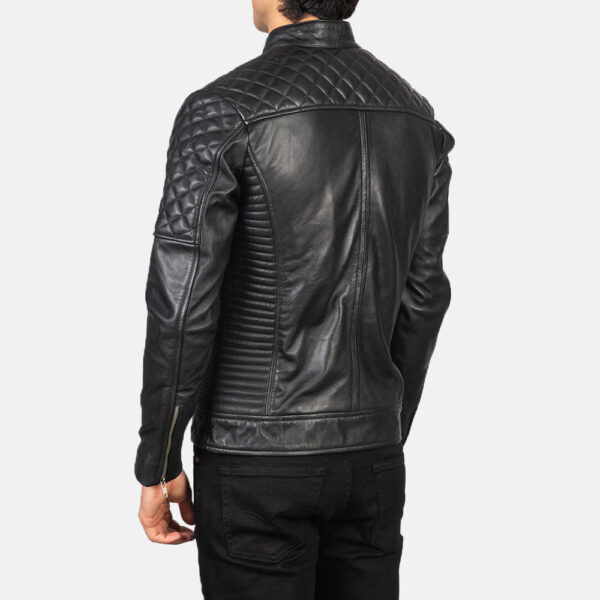 Fernando Quilted Black Leather Biker Jacket - Image 5