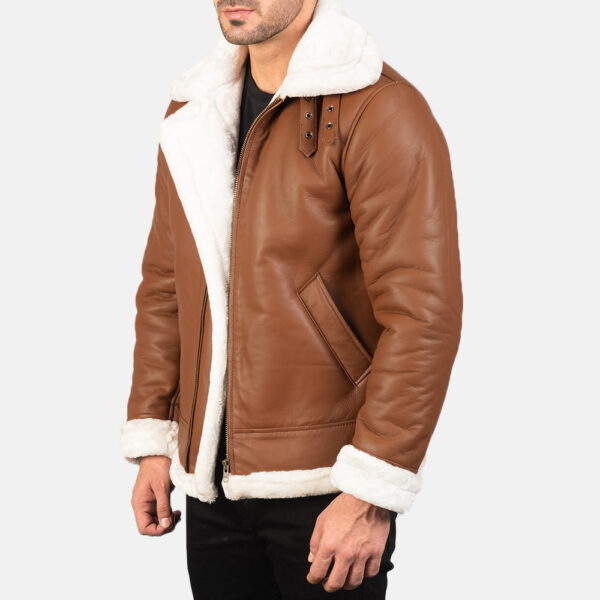 Francis B-3 Brown Leather Bomber Jacket - Image 2