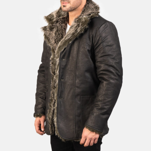 Furlong Black Leather Coat - Image 2