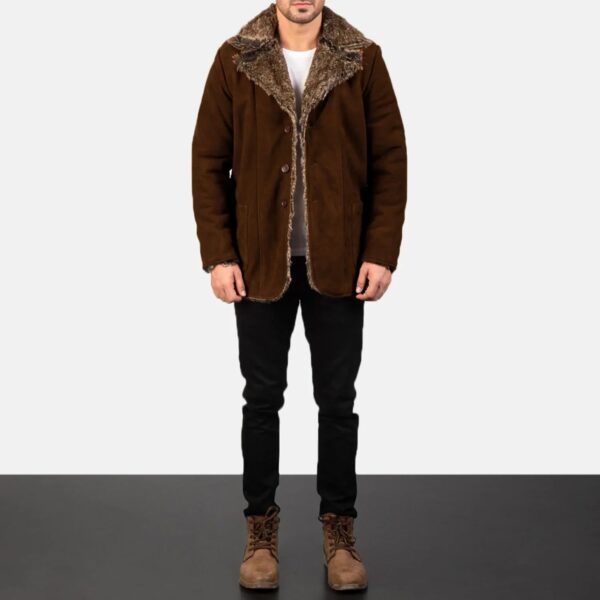 Furlong Brown Suede Leather Coat - Image 3