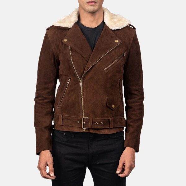Furton Mocha Suede Biker Jacket - Image 4