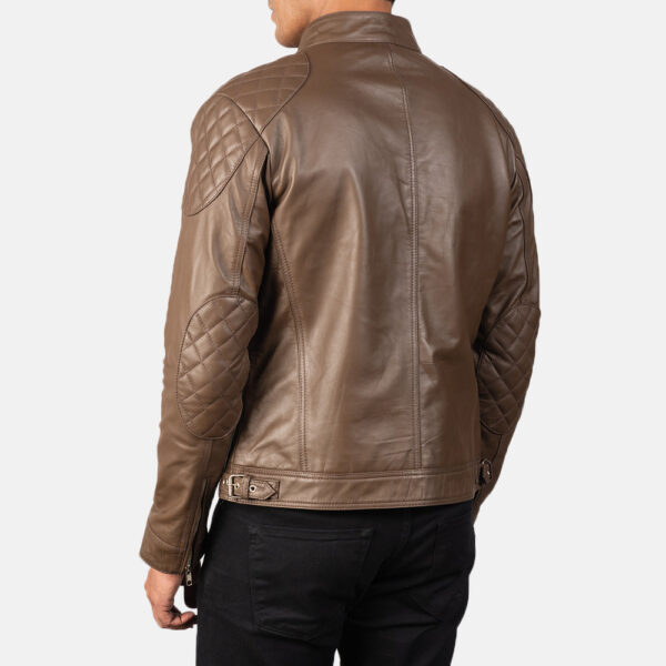 Gatsby Mocha Leather Biker Jacket - Image 5