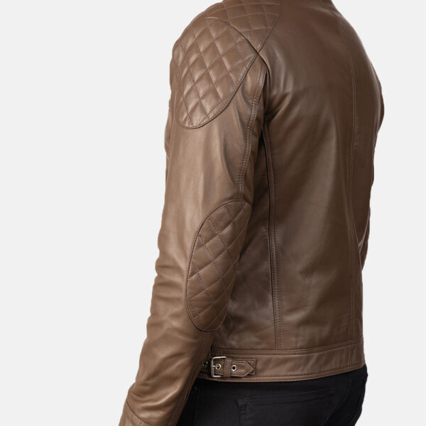 Gatsby Mocha Leather Biker Jacket - Image 6
