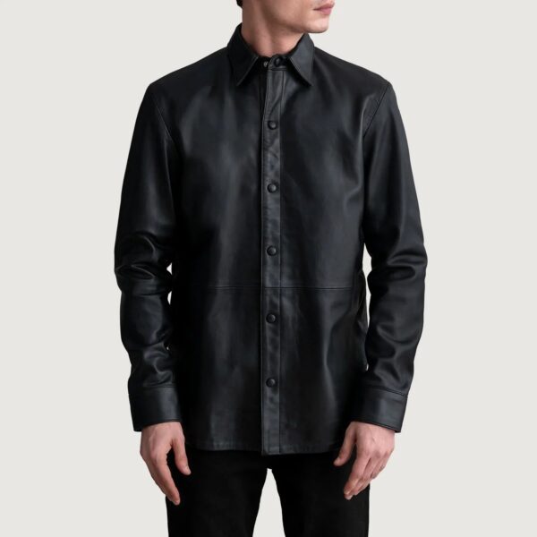 Haven Black Leather Shirt - Image 3