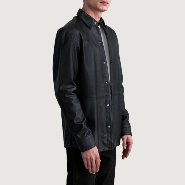 Haven Black Leather Shirt - Image 2