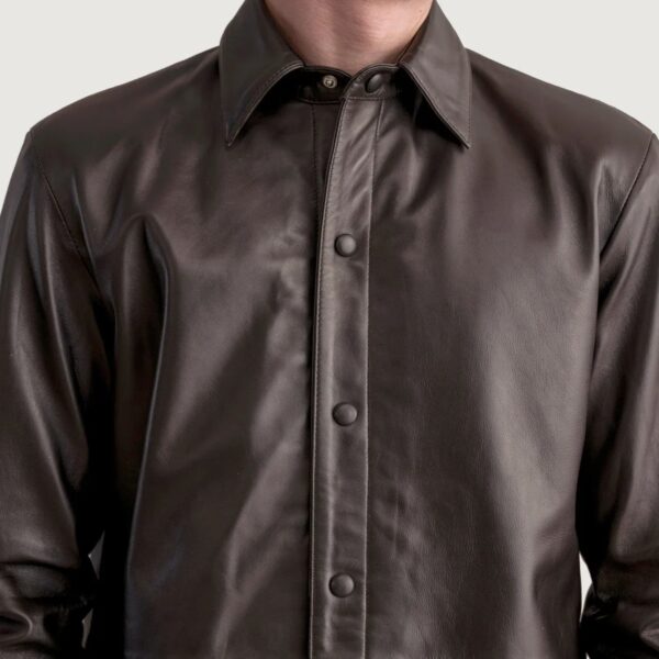 Haven Brown Leather Shirt - Image 5