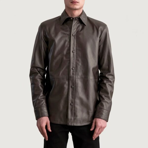 Haven Brown Leather Shirt - Image 3