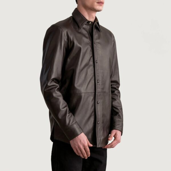 Haven Brown Leather Shirt - Image 2