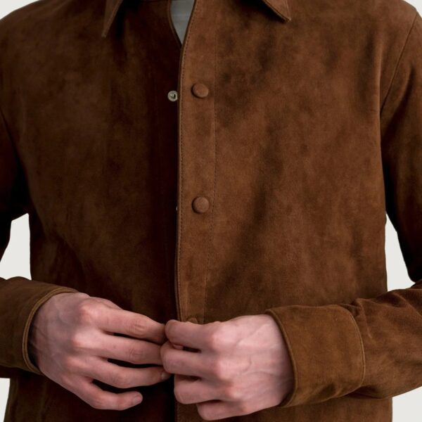 Haven Brown Suede Leather Shirt - Image 5