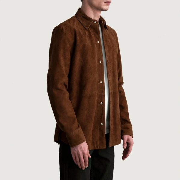Haven Brown Suede Leather Shirt - Image 2