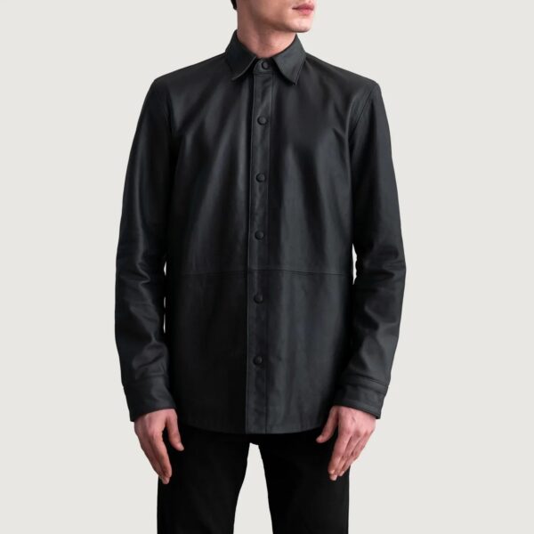 Haven Matte Black Leather Shirt - Image 3