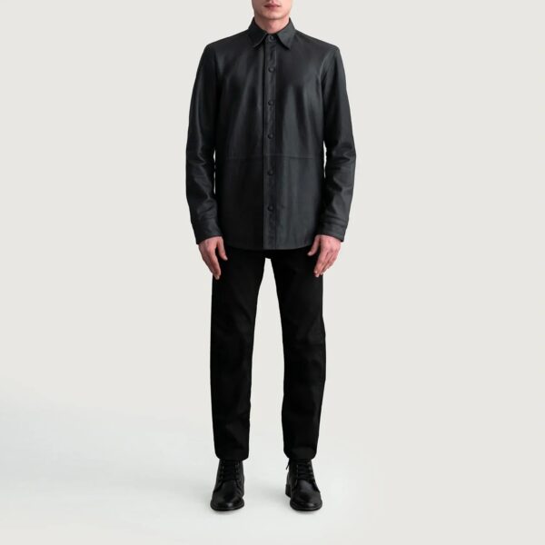 Haven Matte Black Leather Shirt - Image 4
