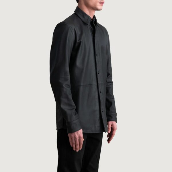 Haven Matte Black Leather Shirt - Image 2