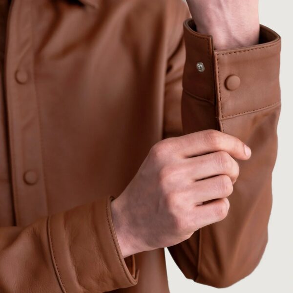 Haven Matte Brown Leather Shirt - Image 5