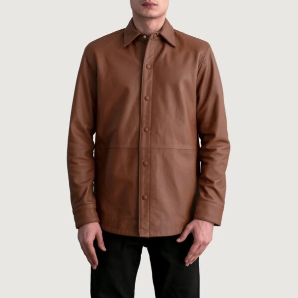 Haven Matte Brown Leather Shirt - Image 3
