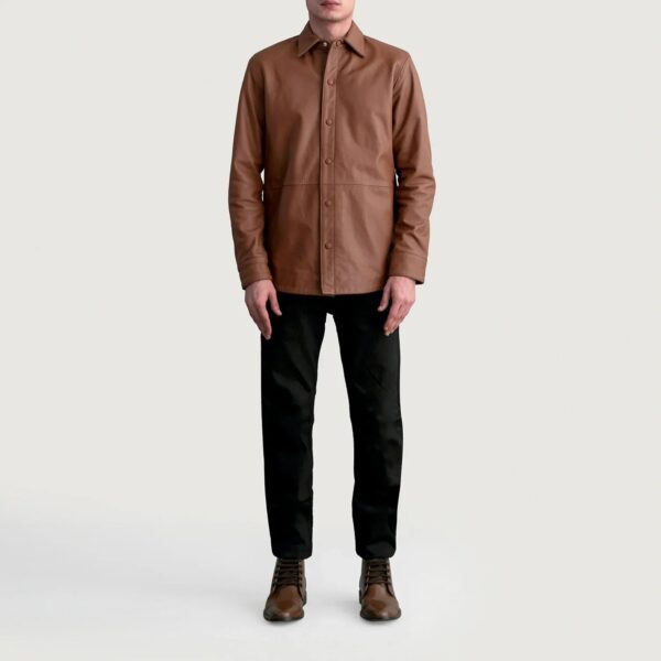 Haven Matte Brown Leather Shirt - Image 4