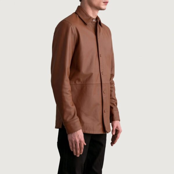 Haven Matte Brown Leather Shirt - Image 2